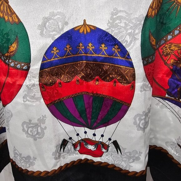 Unbranded White Red Hot Air Balloon Celestial Decorative Square Scarf - Picture 3 of 8